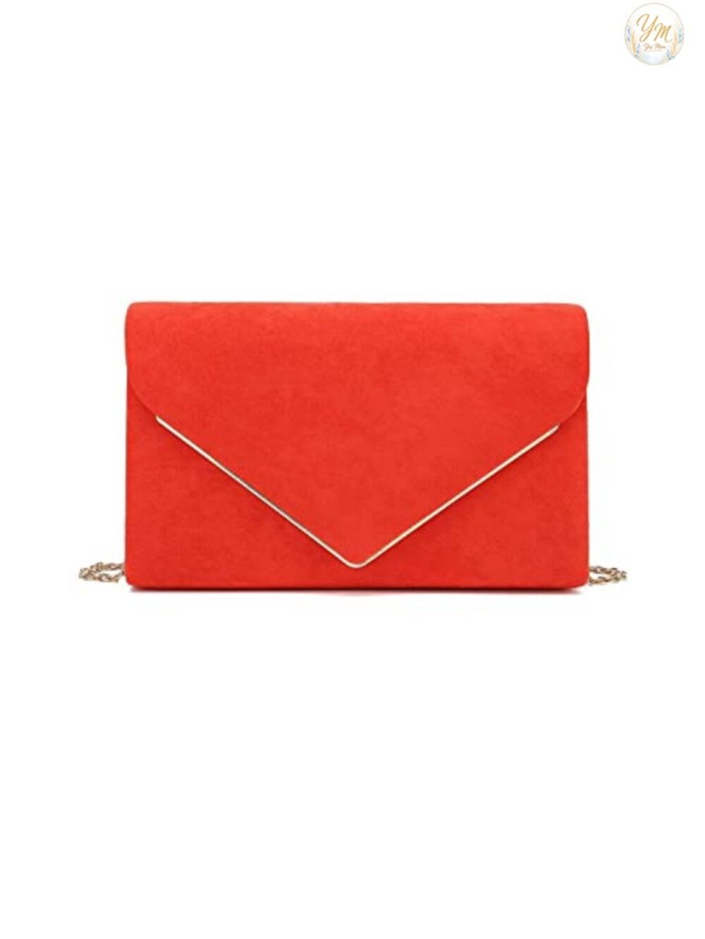 Faux Suede Clutch Bag Metal Binding Evening Purse Wedding Prom Black-Tie